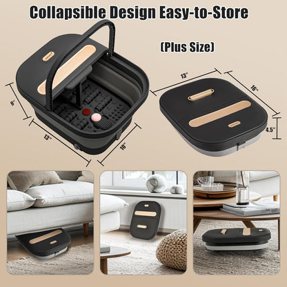Collapsible Foot Spa Bath with Massager and Heat and Bubble Jets, Temperature Control, Remote Control, Pumice Stone, Pedicure Foot Spa for Relaxation Gift for Women Man