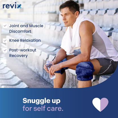 REVIX Microwave Heating Pad for Knee Support, Heated Knee Wrap with Moist Heat for Stiffness, Elbow & Joint, Microwavable Hot or Cold Compress for Women & Men