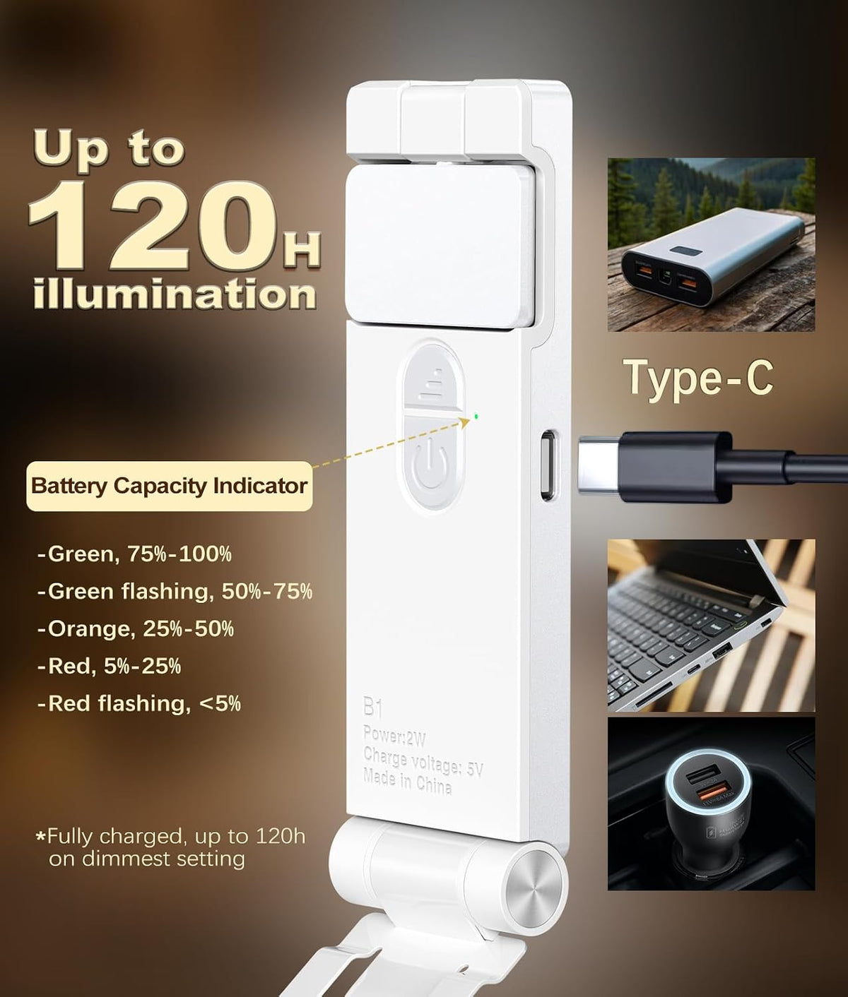 VTIGER Reading Light, USB Rechargeable Book Light for Reading in Bed,Foldable Clip-on LED Booklight, 3 Amber Colors & 4 Brightness Dimmable,Long Lasting Portable Bookmark Lamp for Book Lovers, Kids