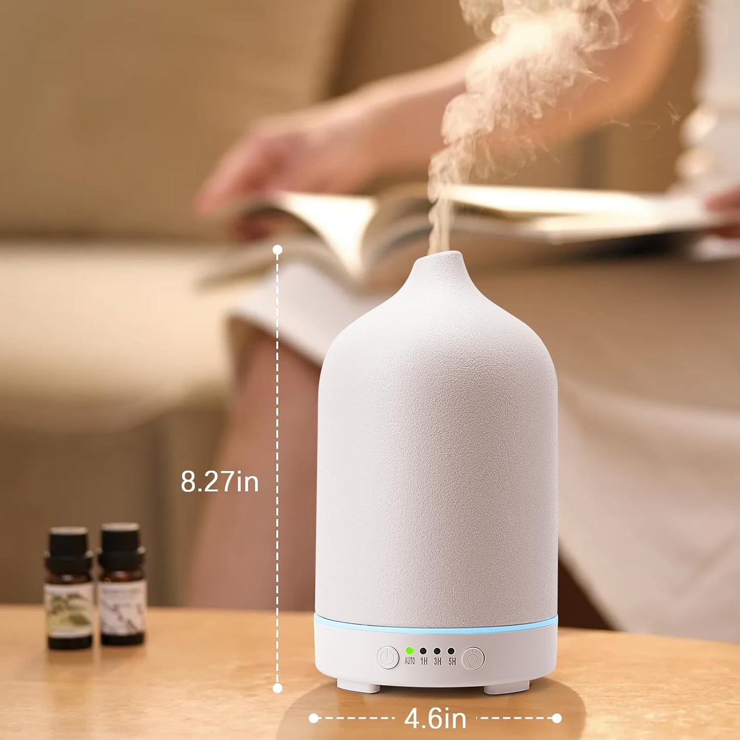 Diffuserlove Ceramic Essential Oil Diffuser 160ML Aromatherapy Diffuser for Home Bedroom Room Cool Mist Humidifier Stone Air Diffusers (Size:6.8" H x 3.6" W)