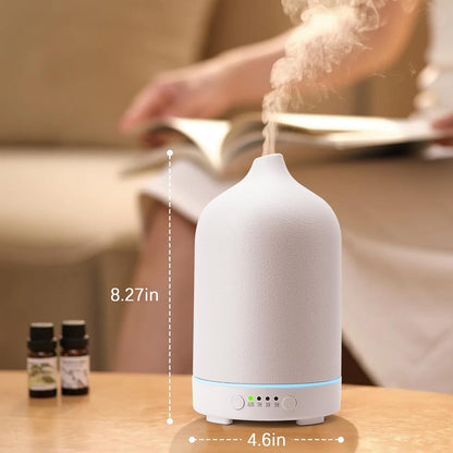 Diffuserlove Ceramic Essential Oil Diffuser 160ML Aromatherapy Diffuser for Home Bedroom Room Cool Mist Humidifier Stone Air Diffusers (Size:6.8" H x 3.6" W)