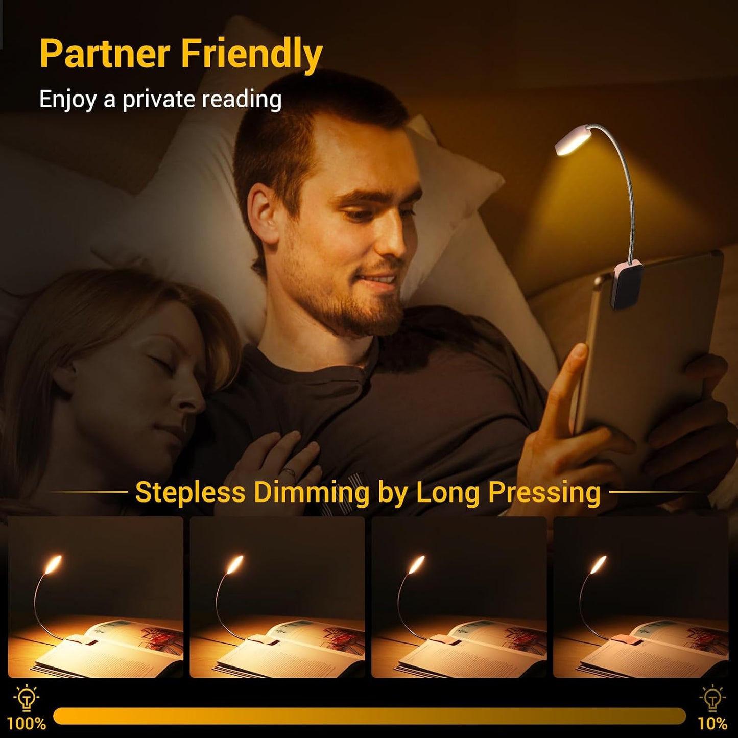 2 Pack Rechargeable Book Lights for Reading at Night, Eye-Caring Clip-On Reading Lights with 3 Color Temperatures & 3 Brightness Levels, Long Runtime Small Lightweight Clip on Lamp, Gifts for Reader