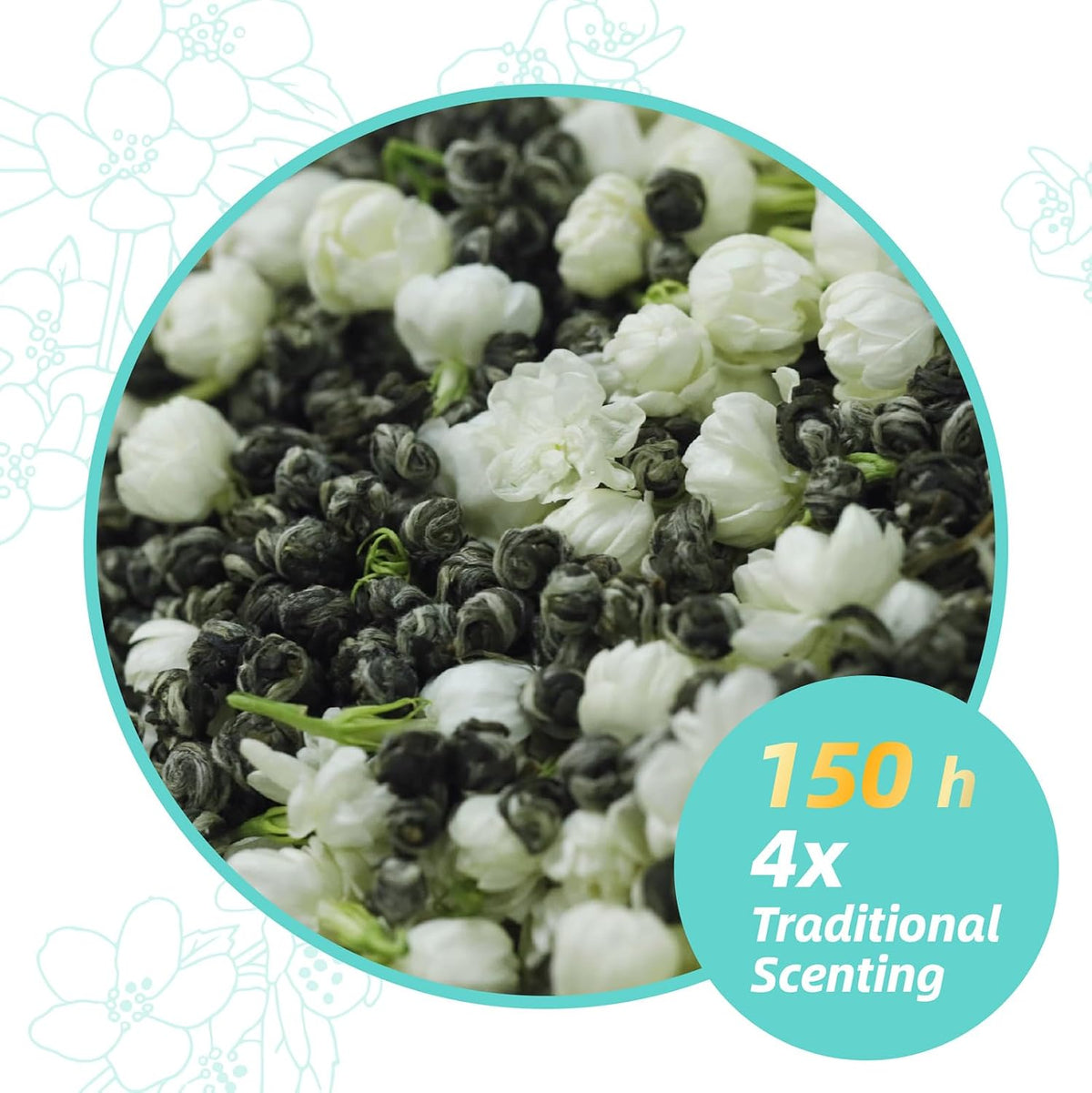 Essencesip Jasmine Pearl Green Tea Loose Leaf, 6oz Tin – 4x Scented Dragon Pearls with Deep Jasmin Aroma, Smooth Taste, USDA Organic, Ethically Sourced