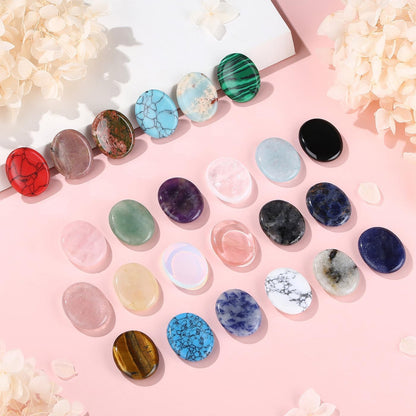 DUQGUHO Worry Stones for Anxiety, Meditation Reiki Relax Thumb Worry Stones, Crystals and Healing Stones Bulk 12PCS, Stress Relief Gifts for Women