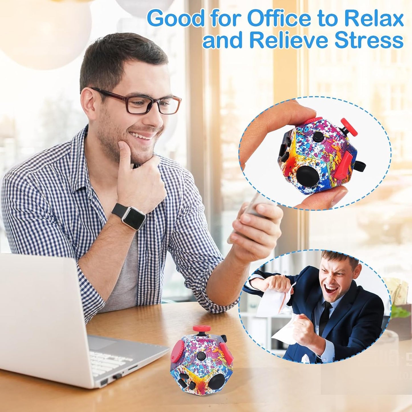 UOOEFUN Small Fidget Toys,12 Sided Fidget Toys,Mini Cube Toys Relief Stress,Autism and Anxiety Depression Anti for Kids Adults Improve Focus (Grey)