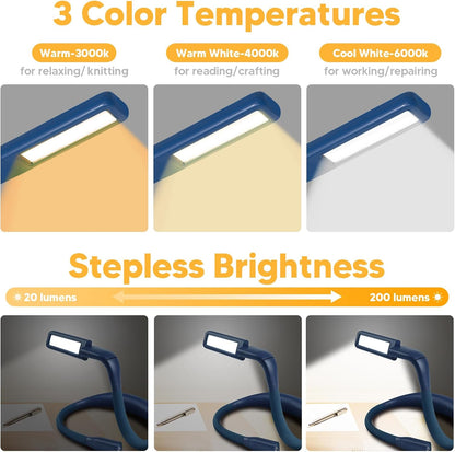 Reading Light, Rechargeable Neck Light, Stepless Dimming Book Light