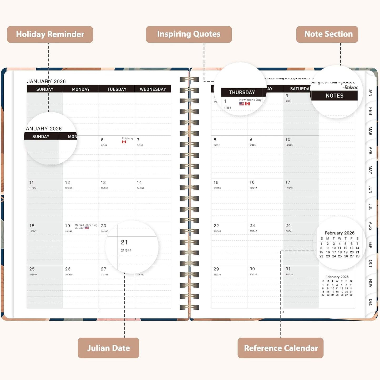 Planner 2026-2027, Weekly and Monthly Calendar Planner, JUL 2026 - JUN 2027 | Academic Year, Daily Agenda Book, A5(6.3'' x 8.5''), Sprial Bound, Inner Pocket, Office School Use