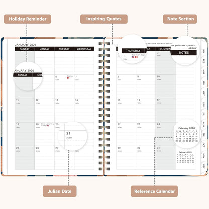Planner 2026-2027, Weekly and Monthly Calendar Planner, JUL 2026 - JUN 2027 | Academic Year, Daily Agenda Book, A5(6.3'' x 8.5''), Sprial Bound, Inner Pocket, Office School Use