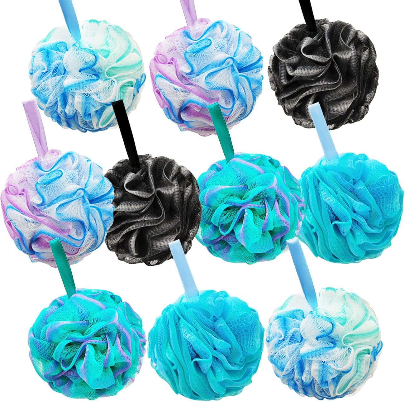 10 Pack of Bath Loofah Shower,Small Size Sponge Pouf Body Scrubber Exfoliator Scrubber Ball,Mesh Bath and Shower Sponge for Kids Women Men Body Wash Bathroom