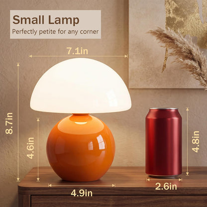 Dawnwake Mushroom Lamp Table Lamp for Bedroom,Desk Bedside Small Lamps for Living Room Night Stands,Mushroom Decor Cute Mini Modern Mid Century Lamps,Unique Aesthetic Home Living Room Decor(White)