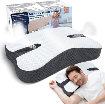 SAHEYER Anti-Snoring Pillow for Side Sleepers, Stop Snore Aid with Memory Foam, Orthopedic Pillow for Sleeper, Snoring Solution and Remedy, Anti-Snore Devices, White