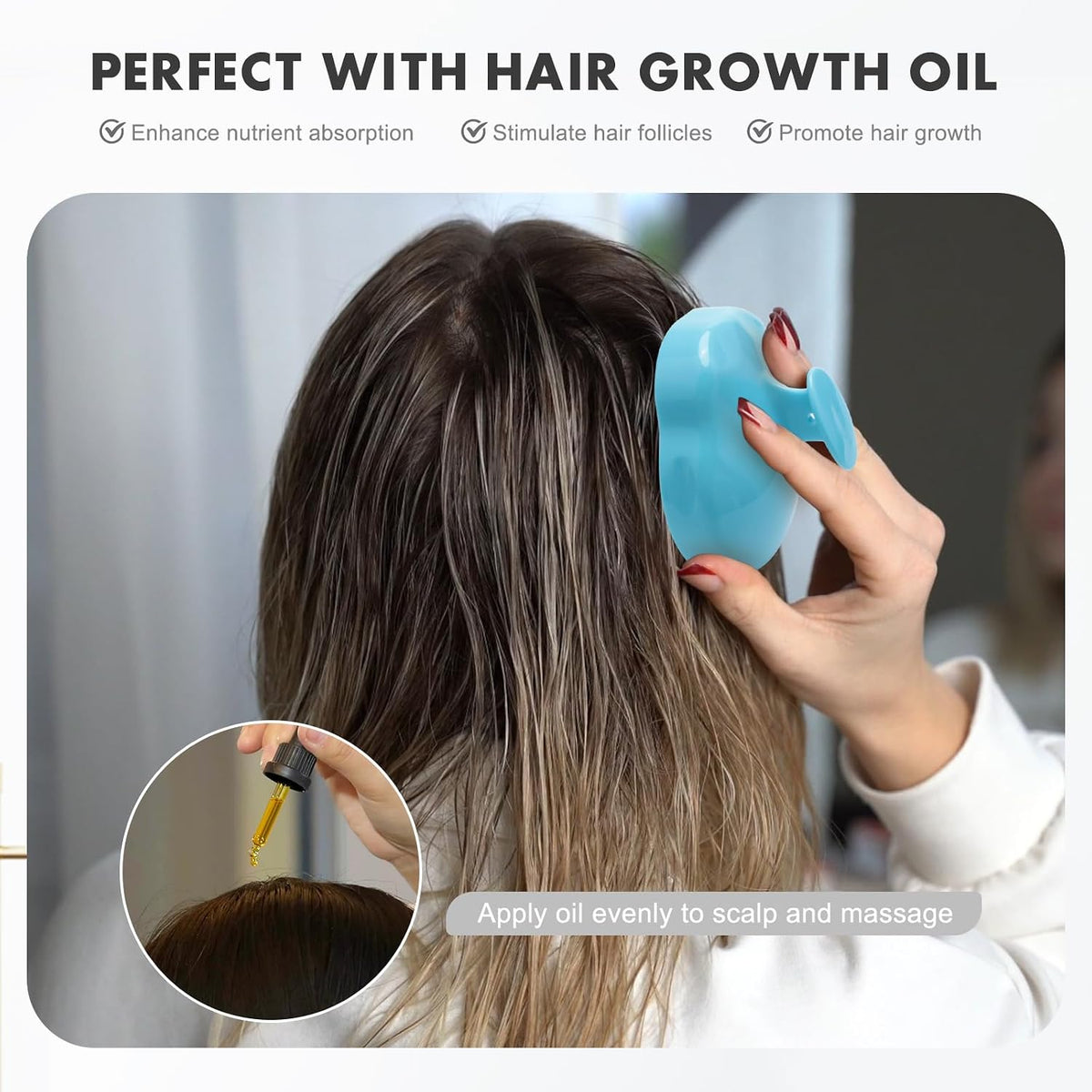 FREATECH Scalp Scrubber Scalp Massager Hair Growth, Shower Shampoo Brush with Silicone Bristles for Dandruff Removal and Hair Care, Wet & Dry Hair Massager Scalp Exfoliator for Men Women Kids，Black