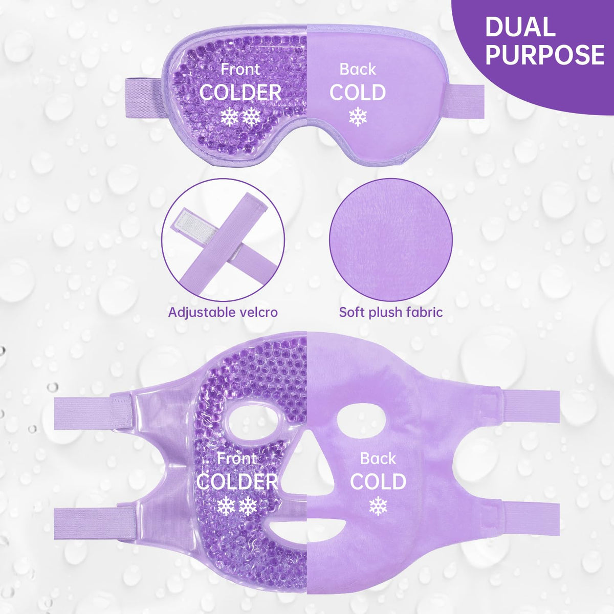 ZNÖCUETÖD Cold Face Ice Mask Facial Ice Pack, Hot Cold Compress for Face