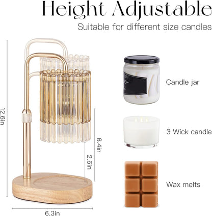 Candeldo Candle Warmer Lamp with Timer: Black Candle Warming Lamp Height Adjustable Wax Melt Warmer Dimmable Modern Farmhouse New Home Bedroom Decor Mothers Day Housewarming Gift for Women