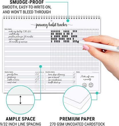 321Done Habit Tracker Calendar Pad, 8.5x11 Monthly, Made in USA