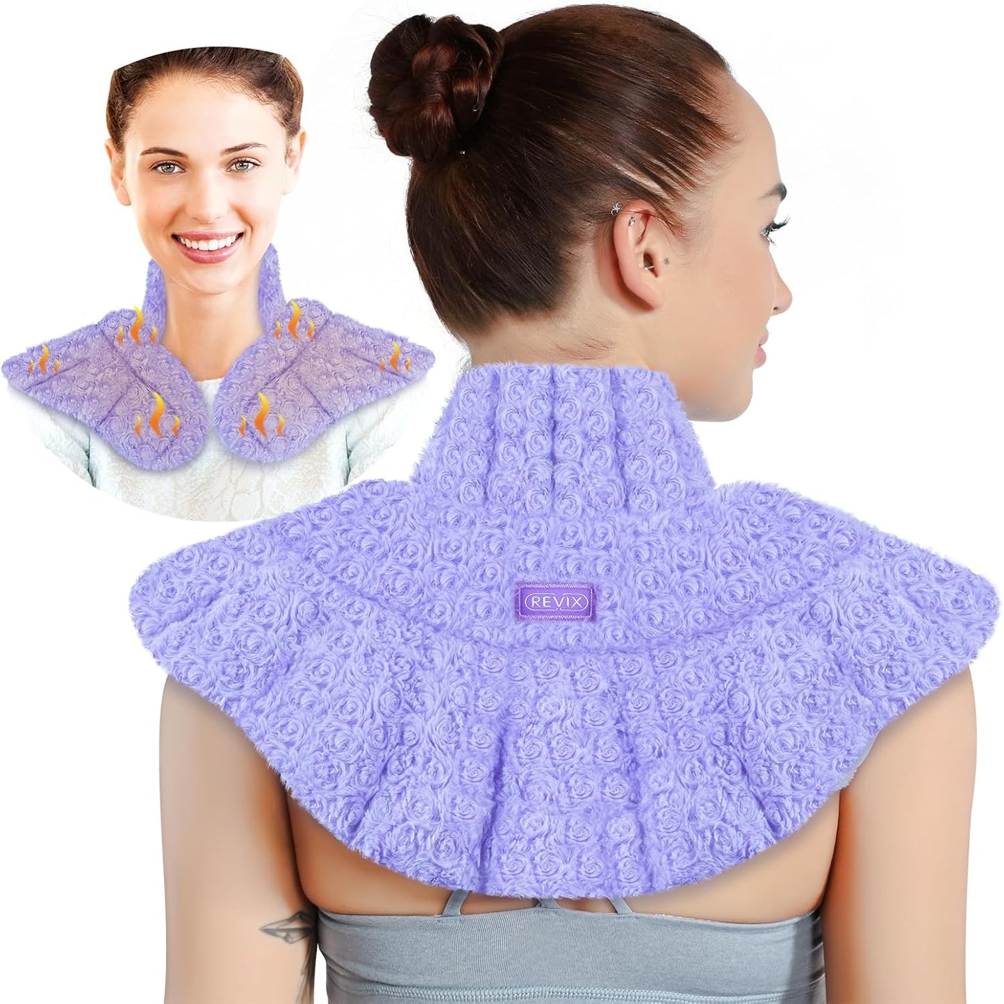REVIX Microwave Heating Pad for Neck Shoulders and Back with Moist Heat, Weighted Microwavable Heated Neck Wrap Warmer, Scented