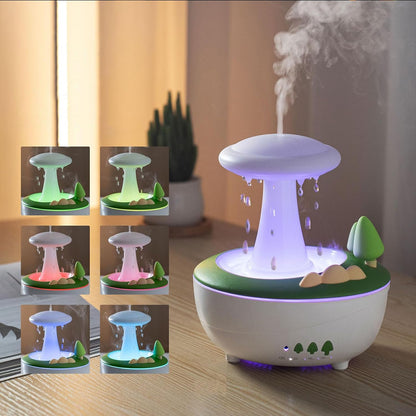 AVEKI Rain Cloud Humidifiers for Bedroom, 280ML Rotating Mushroom Mini Humidifier with Remote &Timer, Dimmable Rain Humidifier Water Drip for Bedroom Sleeping Desk Waterfall Lamp Funny Gift (White)