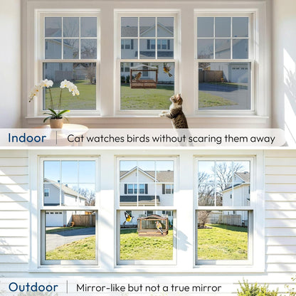 rabbitgoo Window Privacy Film One Way Window Tint for Home, Removable Reflective Heat Sun Blocking Anti UV Glass Door Covering, Mirror Tinting Film House Office, 17.5 Inch X 6.5 Feet, Black Silver
