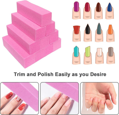 10 Pcs Nail Buffer Block for Acrylic and Natural Nails, 4 Sided Sanding Buffers for Gel Nails Fingernail Shine Buffing Filer Set, Professional Manicure Polisher Buffer Bulk Medium Grit (Purple)