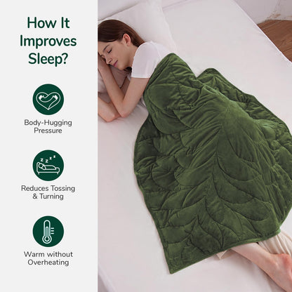 Kaisa Weighted Lap Blanket 7 lbs 41" x 53", Cozy Luxury Crystal Velvet Small Weighted Blanket for Adults, Portable Travel Weighted Blanket for Relaxation, All-Season Blanket, Machine Washable, Green
