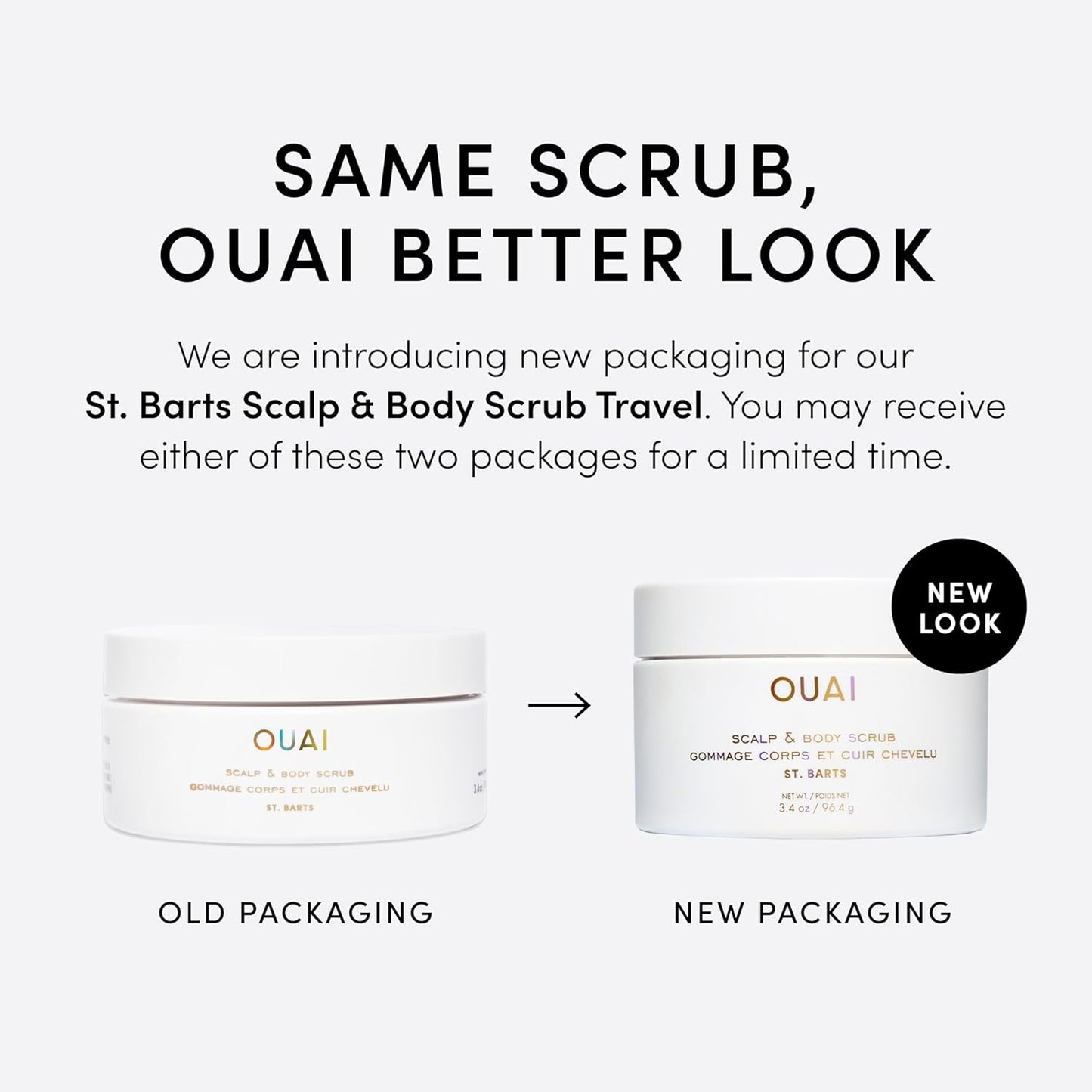 OUAI Scalp & Body Scrub, St. Barts - Exfoliating Body Scrub with Sugar & Coconut Oil Blend for Smooth, Moisturized Skin - Gentle Scalp Exfoliator for Removing Product Build Up (8.8 Oz)