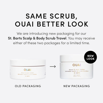 OUAI Scalp & Body Scrub, St. Barts - Exfoliating Body Scrub with Sugar & Coconut Oil Blend for Smooth, Moisturized Skin - Gentle Scalp Exfoliator for Removing Product Build Up (8.8 Oz)