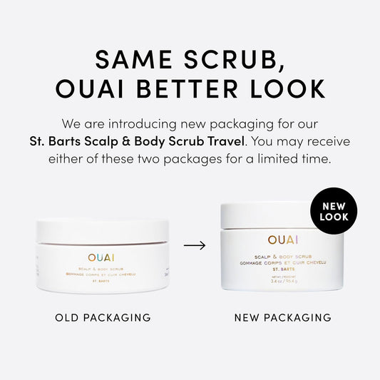 OUAI Scalp & Body Scrub, St. Barts - Exfoliating Body Scrub with Sugar & Coconut Oil Blend for Smooth, Moisturized Skin - Gentle Scalp Exfoliator for Removing Product Build Up (8.8 Oz)