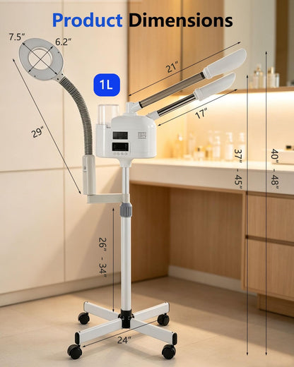 Artist hand Professional Facial Steamer with 5X LED Magnifying Lamp 3 in 1