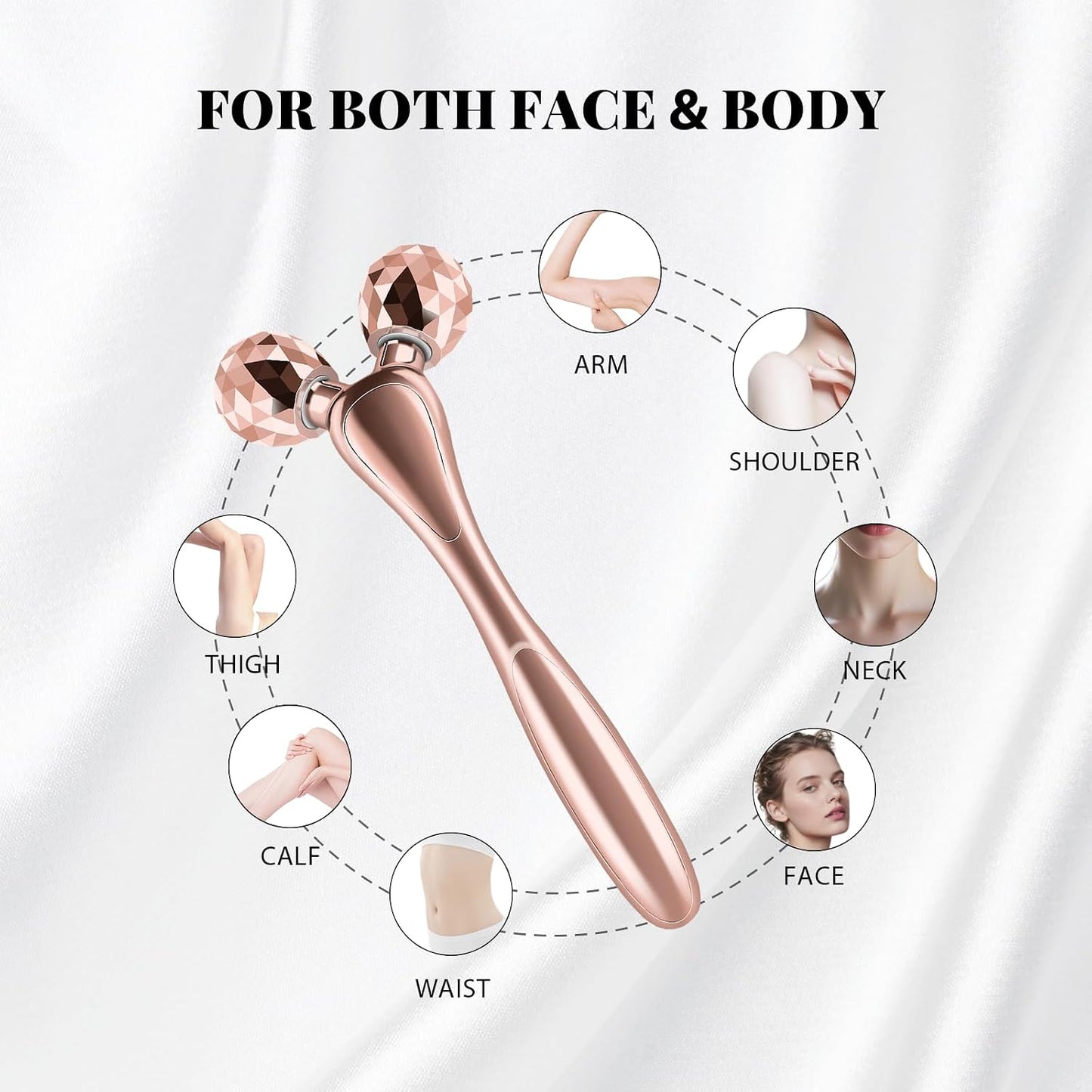 Wireless Face Massager Tool, 8-Roller 3D Face Roller for Women, LED Facial Massager,V-Shape Face Sculpting Tool for Jawline, 6 Light & Vibration Modes, USB-C Rechargeable