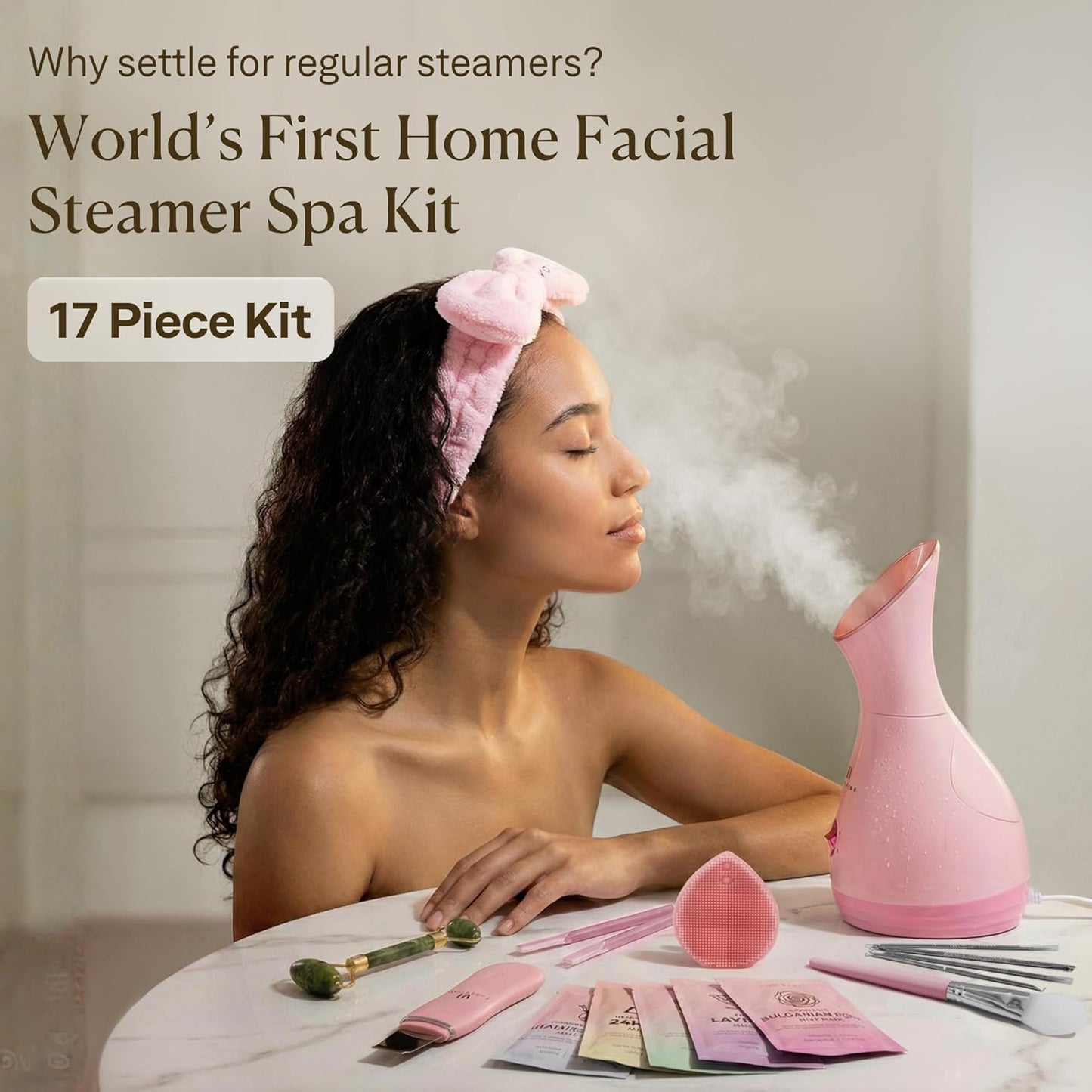 VogueNow Facial Steamer Spa Kit with Complimentary 15 Skin Care Tools | Face Steamer for Facial Deep Cleaning with Humidifier Mode | Self Care Gifts for Women, Spa Gifts, Birthday Gifts for Women