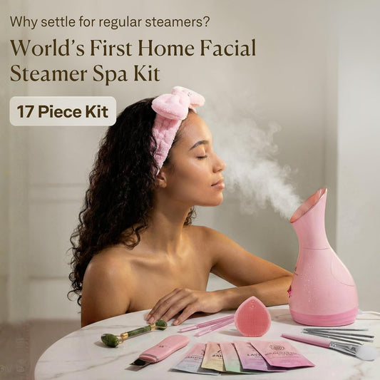VogueNow Facial Steamer Spa Kit with Complimentary 15 Skin Care Tools | Face Steamer for Facial Deep Cleaning with Humidifier Mode | Self Care Gifts for Women, Spa Gifts, Birthday Gifts for Women