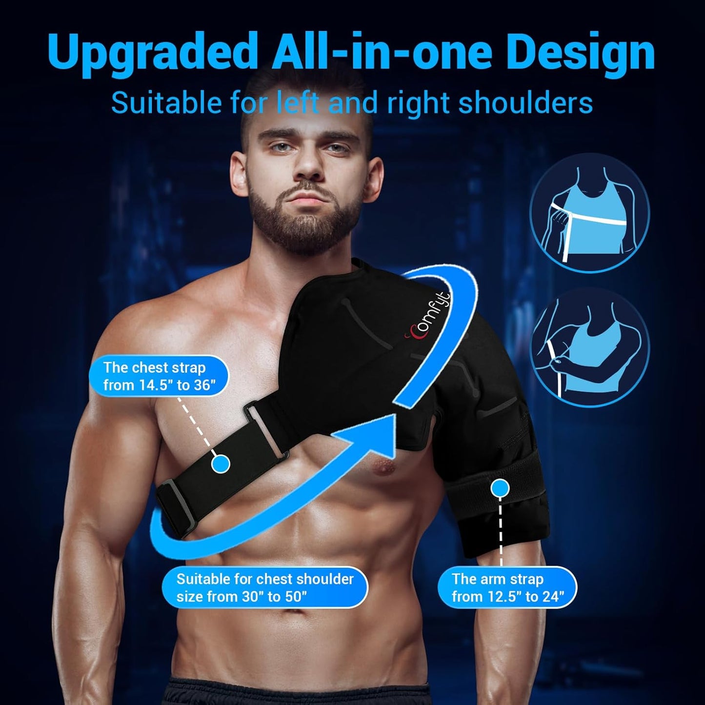 Comfytemp Shoulder Ice Pack Rotator Cuff Cold Therapy Wrap, FSA Eligible HSA, Gel Packs for Injuries Reusable Hot Cold Compress Shoulder Brace for Pain Relief, Men Women Recovery Item (Large/X-Large)