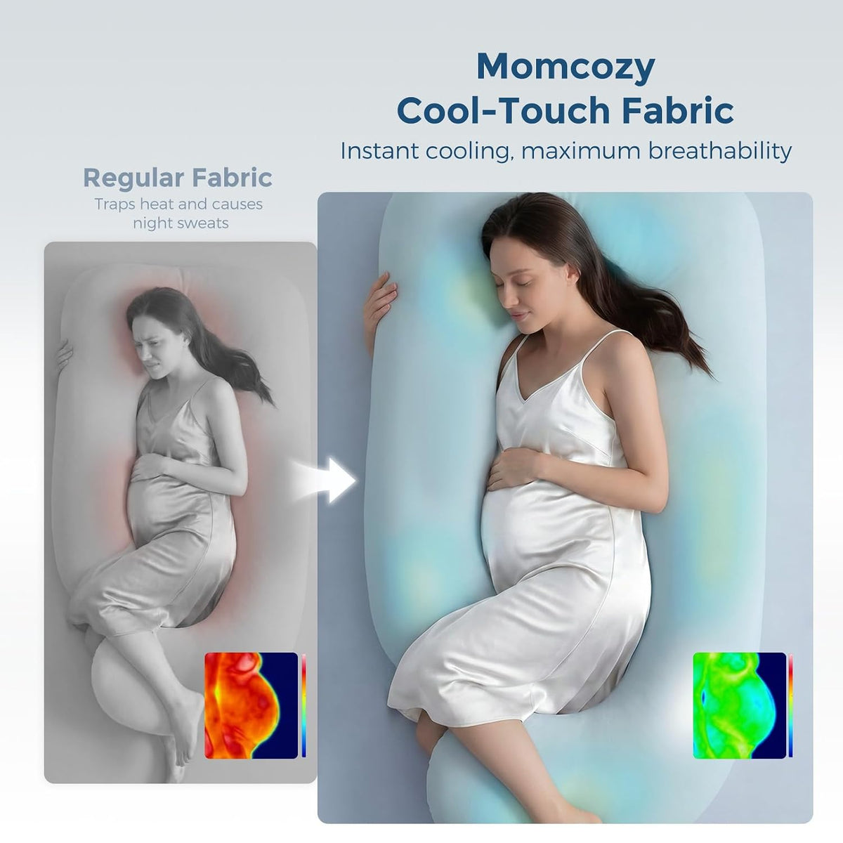 Momcozy Cooling Pregnancy Pillow - U Shaped Full Body Maternity Pillow
