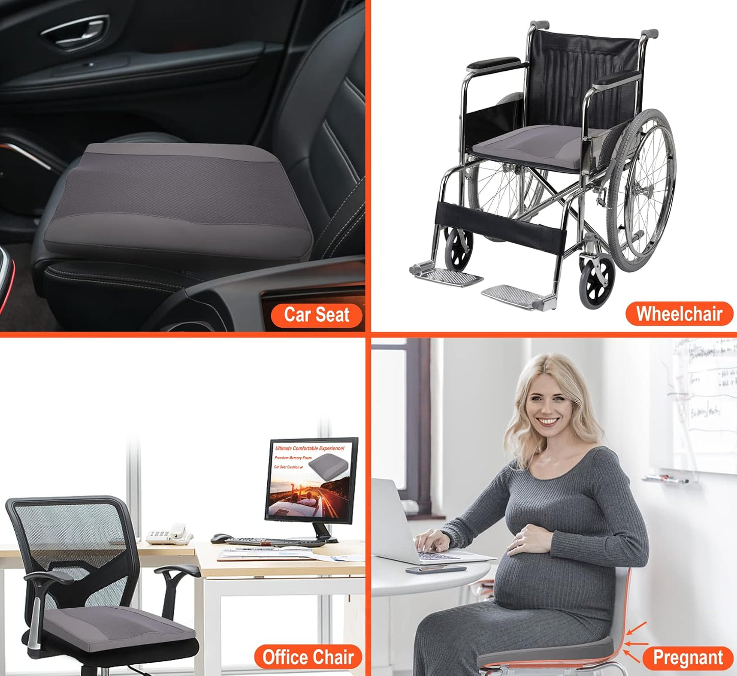 Lofty Aim Car Seat Cushion, Comfort Memory Foam Car Cushions for Driving - Sciatica & Lower Back Pain Relief, Driver Seat Pillow for Auto, Office Chair, Wheelchair - Black