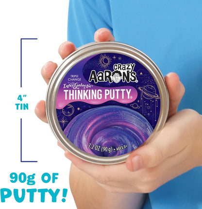 Crazy Aaron's Thinking Putty - Intergalactic - Triple Color Changing Putty for Kids and Adults in a 4" Tin - Creative and Endless Fun, Stress Relief Therapy Toys, Never Dries Out - Made in USA