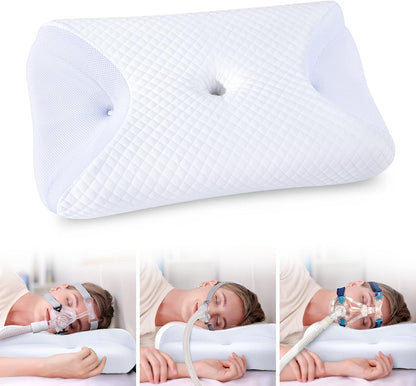 HOMCA CPAP Pillow for Side Sleeping, CPAP Nasal Pillows for All CPAP Masks Users to Reduce Air Leaks & Masks Pressure, Neck Support Pillows for Sleeping for Neck Pain Relief