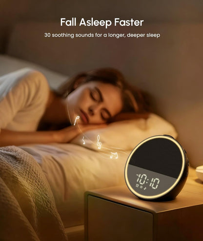 Sound Machine - Alarm Clock White Noise Sound Machine for Sleep, Night Light, 30 Soothing Sounds, 10 Gentle Alarms, Sleep Timer, Screen-Free Sleep Routine for Adults, Travel, Nightstand, Office