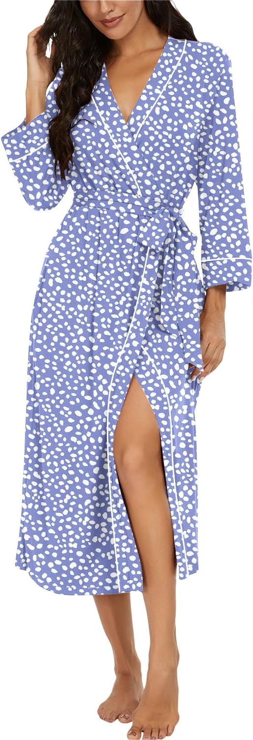 PrinStory Robes for Women 3/4 Sleeve Long Bath Robe XS-4XL