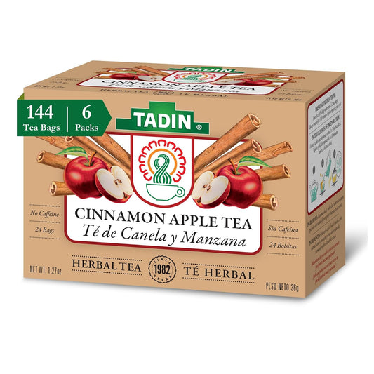 Tadin Cinnamon Apple Herbal Tea, Caffeine Free, Decaf, 24 Tea Bags, Pack of 6
