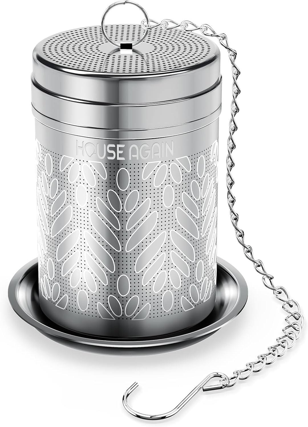 House Again Large Tea Infusers, Extra Fine Mesh Tea Strainers for Loose Tea, Slim Threaded Lid & 304 Stainless Steel, Filter Bags Diffusers, Loose Leaf Tea Steeper for Brew Tea Spices & Seasonings