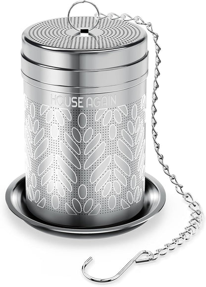 House Again Large Tea Infusers, Extra Fine Mesh Tea Strainers for Loose Tea, Slim Threaded Lid & 304 Stainless Steel, Filter Bags Diffusers, Loose Leaf Tea Steeper for Brew Tea Spices & Seasonings
