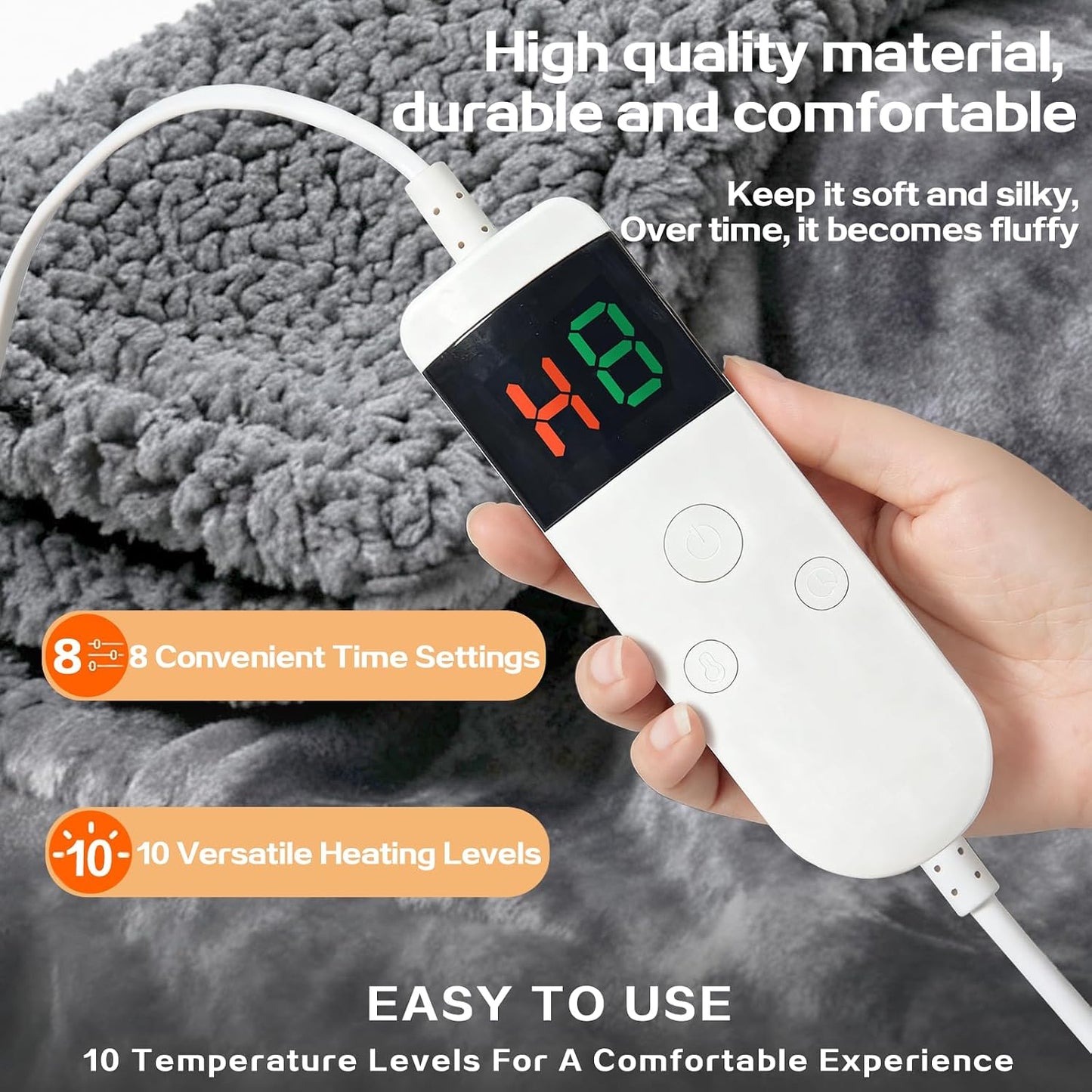 Heated Electric Blanket Throw 50''x60'' - Fast Tie-Dye Heating Blanket, Washable Heat Blanket 10 Heating Settings, 8h Timer Auto Off & Heated Protection, Soft Flannel & Sherpa Material
