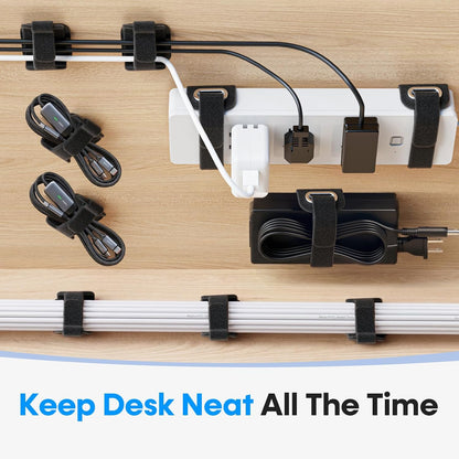 Cable Management Under Desk, Large Bundle Cord+Power Strip Organizer-8 Pair