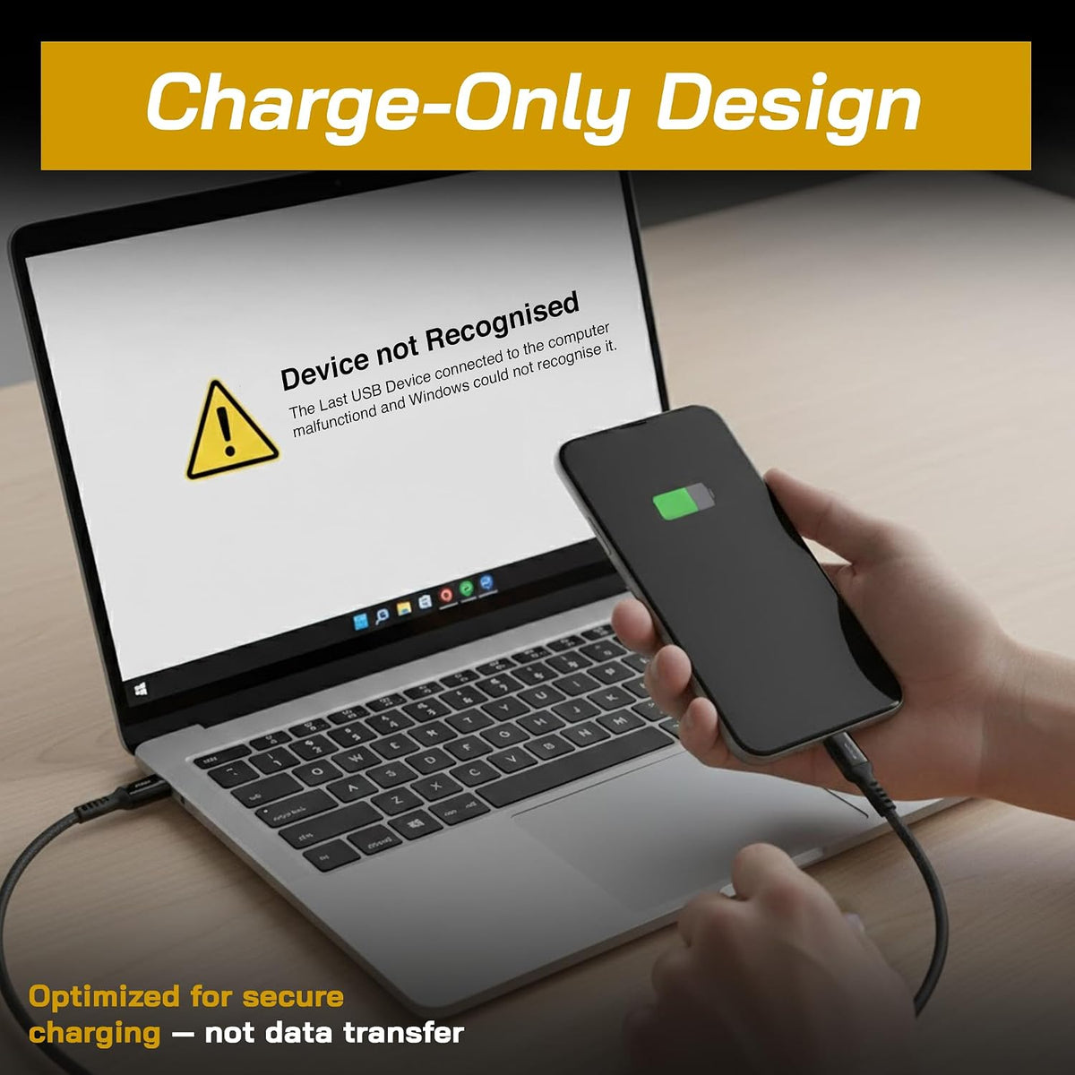 OFFGRID USB Data Blocker, USB C Data Protection Adapter, Black