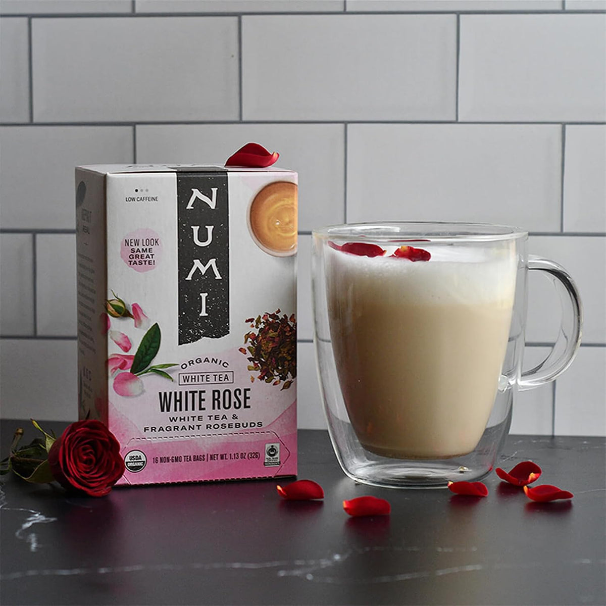 Numi Organic White Rose Tea, 16 Tea Bags, Low Caffeine