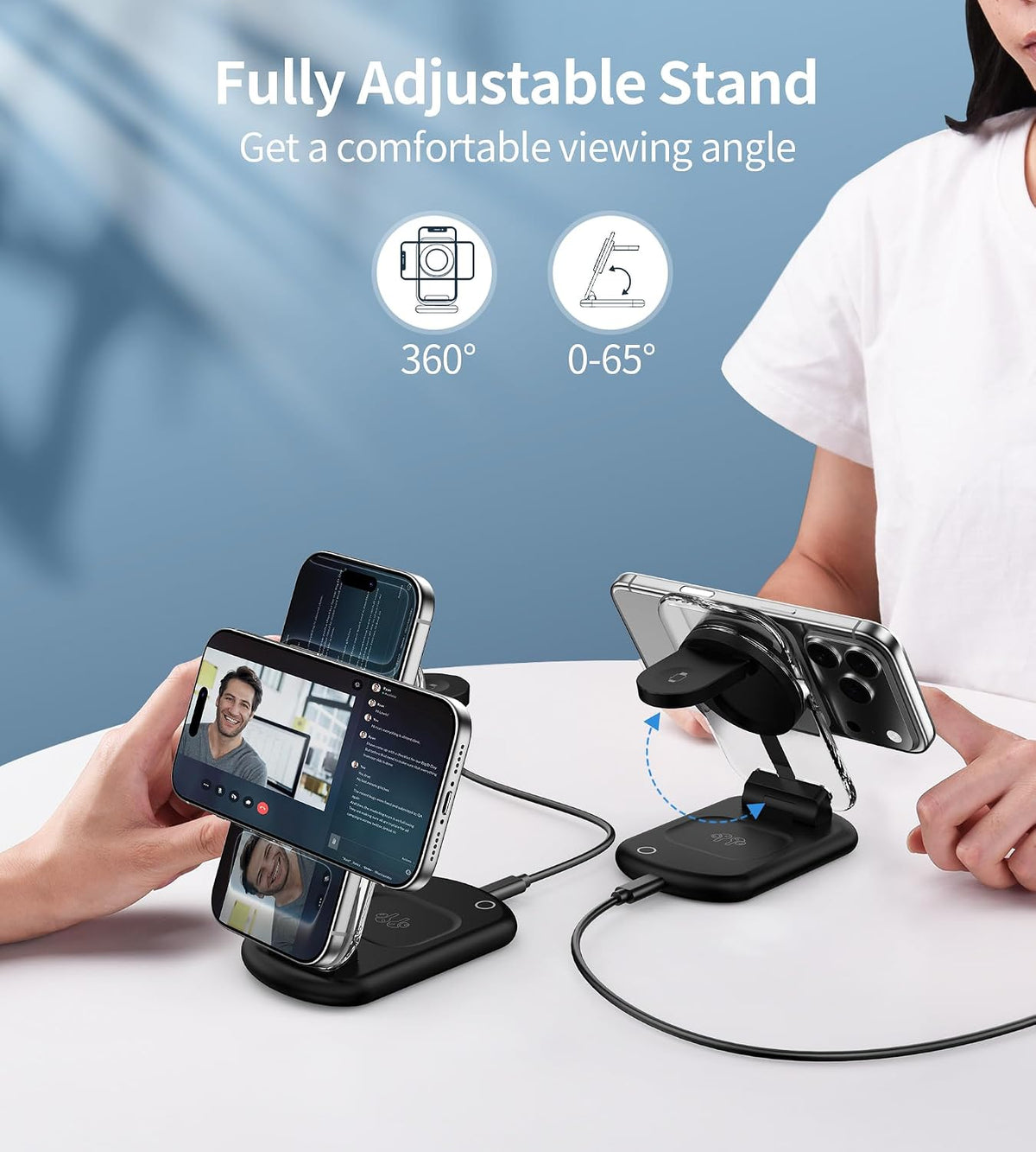 Mukiya 3 in 1 Magnetic Wireless Charging Station for Apple Devices