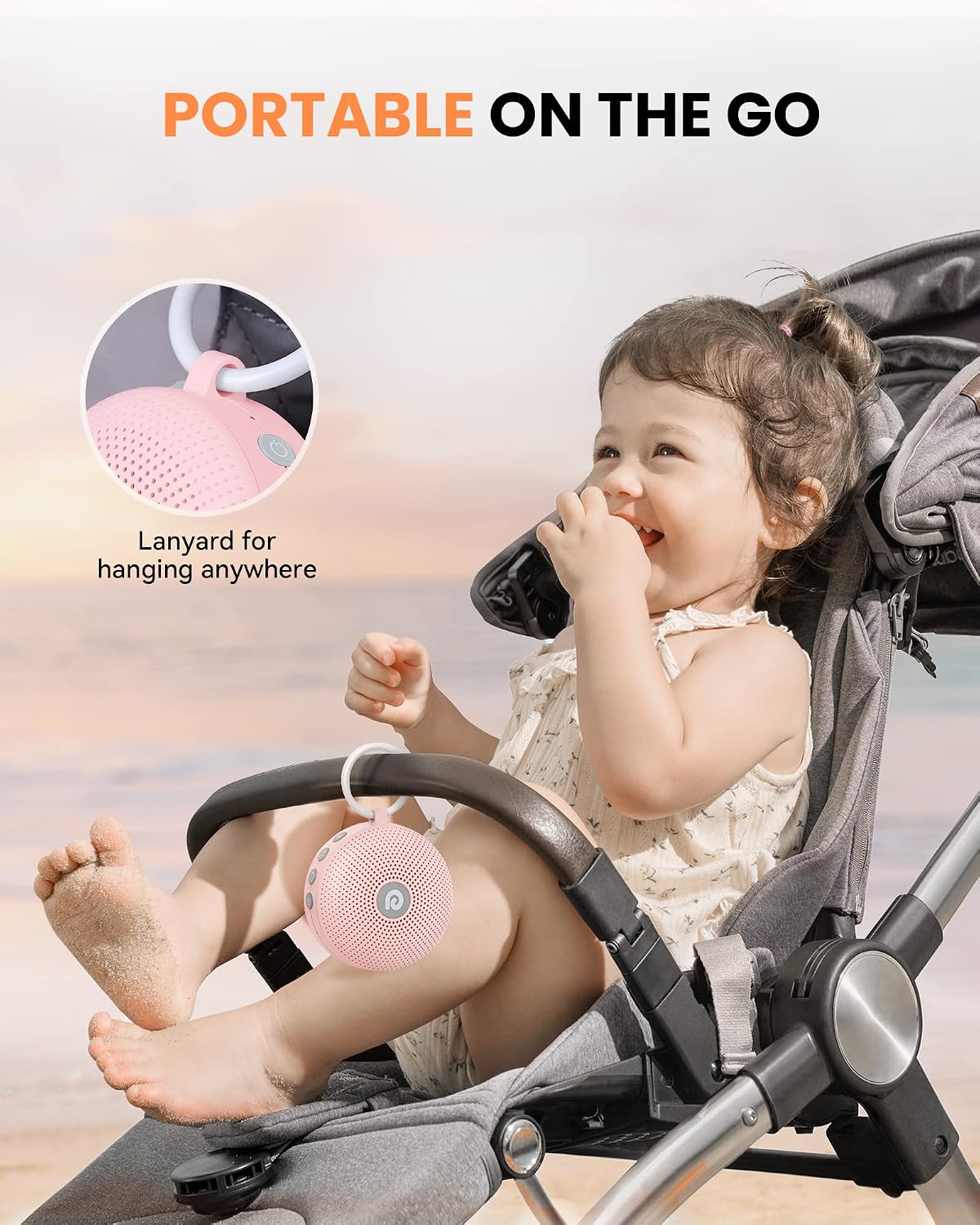 Dreamegg Portable Noise Machine for Baby Adult, Features Powerful Battery, 21 Soothing Sound, Noise Canceling for Office & Sleeping, Sound Therapy for Home, Travel, Registry Gift, Classic White