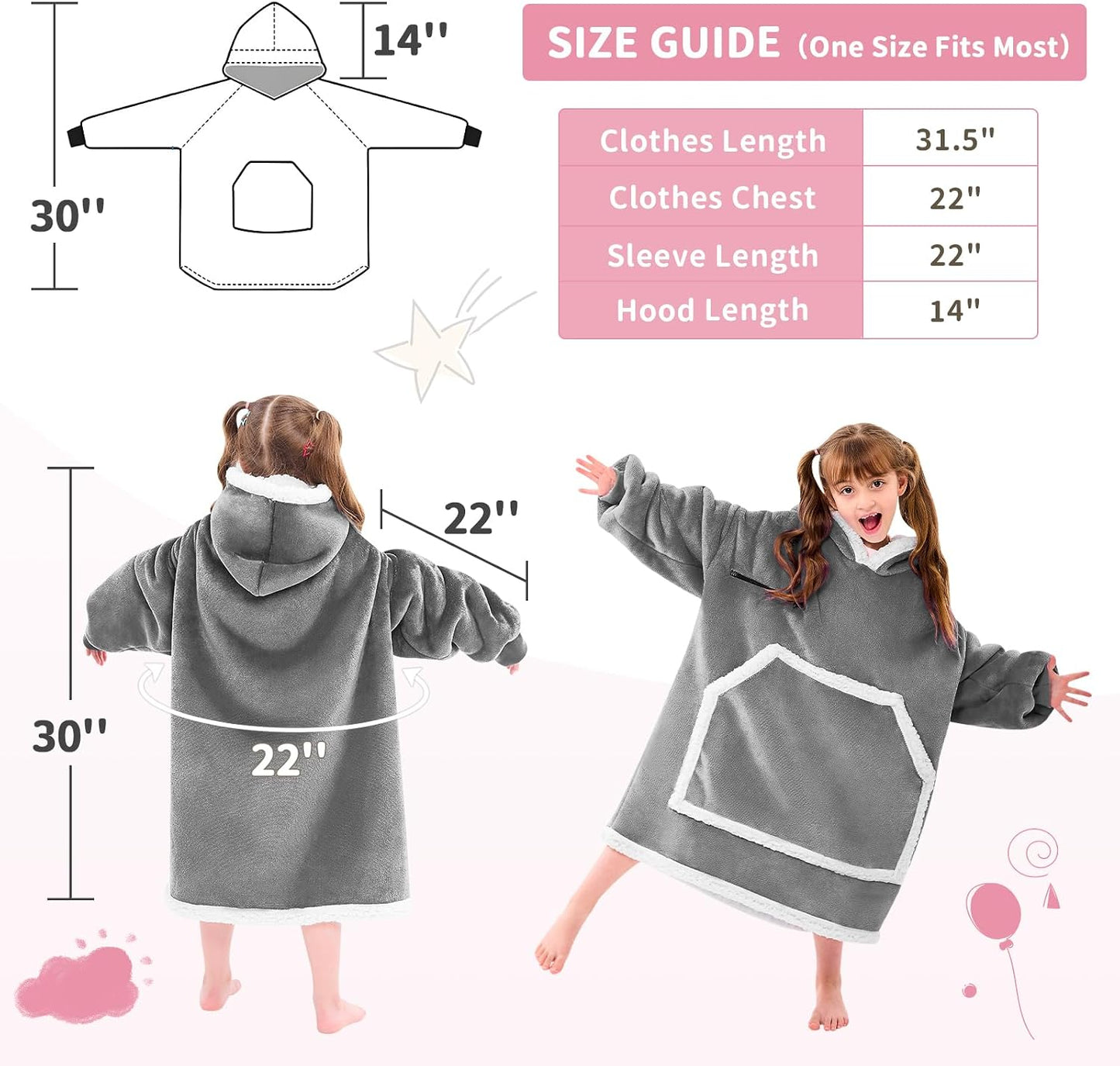 IFNOW Wearable Blanket Hoodie, Oversized Sherpa Fleece Hooded Blanket Sweatshirt with Eye Mask and Pocket, Comfy Long Flannel Blanket for Adults Men,Gifts for Women Mom Girlfriend,MoonFace