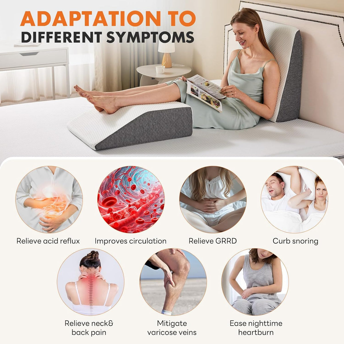 Sweetcrispy 7.5 Inch Wedge Pillow, Sleep Apnea Pillow, Neck Support