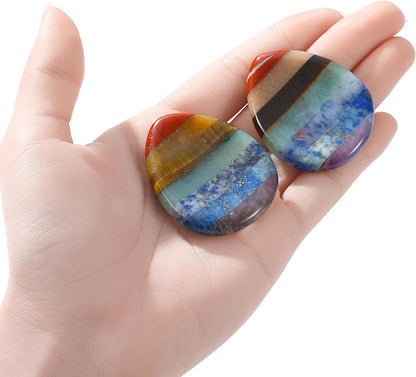Worry Stone Crystals and Healing Stones Anxiety Fidgets Natural Meditation Accessories 7 Chakra Thumb Sensory Mental Health Depression Stress Anxiety Relief Items Mother's Day Gifts for Women